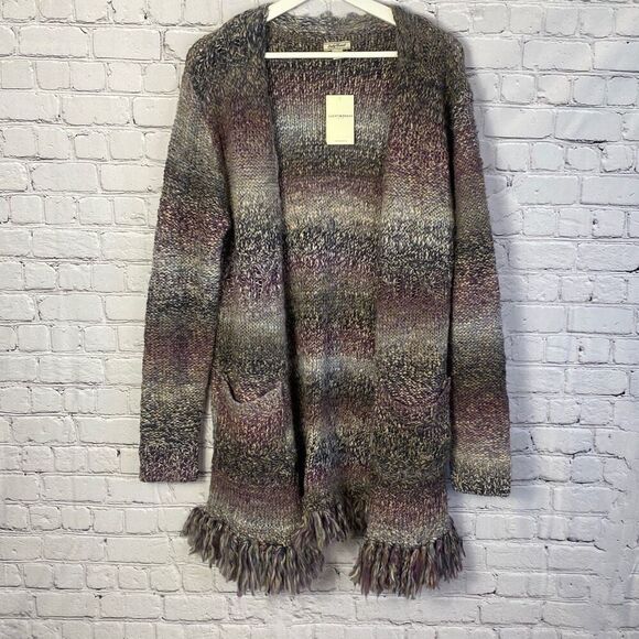 Lucky Brand Open Front Fringe Knit Cardigan Size Large NWT  7 - Picture 2 of 10